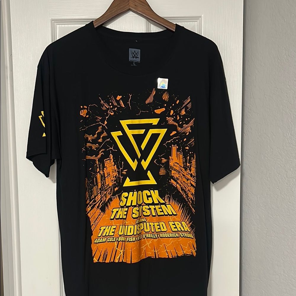 WWE Black and Orange Short Sleeve Tee with Energetic Graphic